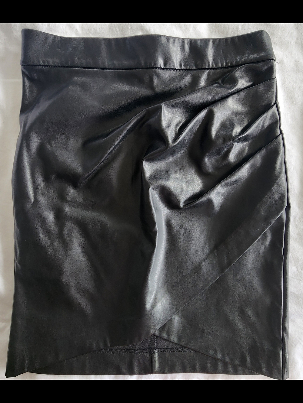 Dynamite Black Faux Leather Draped Pencil Skirt